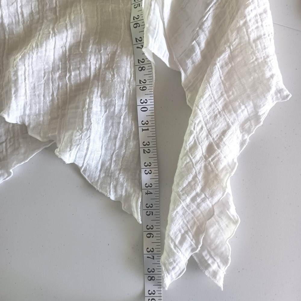 Difera White Linen Blend Crinkle Gauze Tunic Top Handkerchief Hem Germany OS‎ - Picture 6 of 11